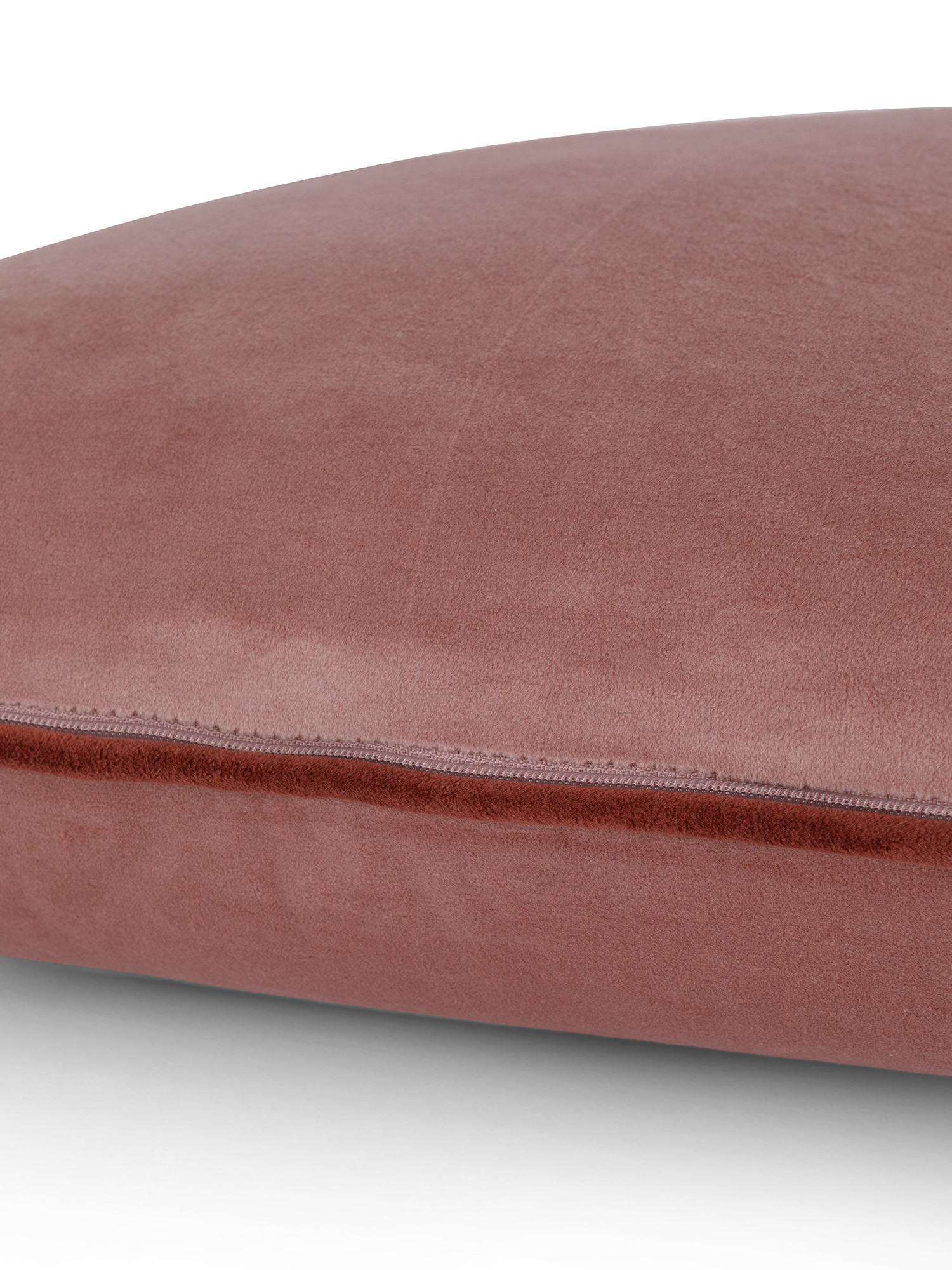 Cuscino in velluto con piping applicato sul bordo 45x45 cm, Rosa, large