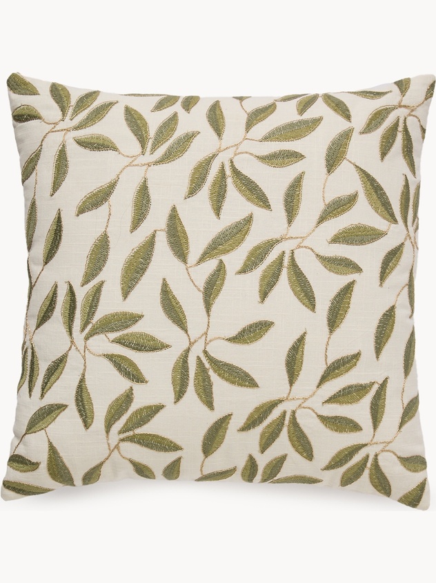 Foliage embroidered cushion 45x45cm