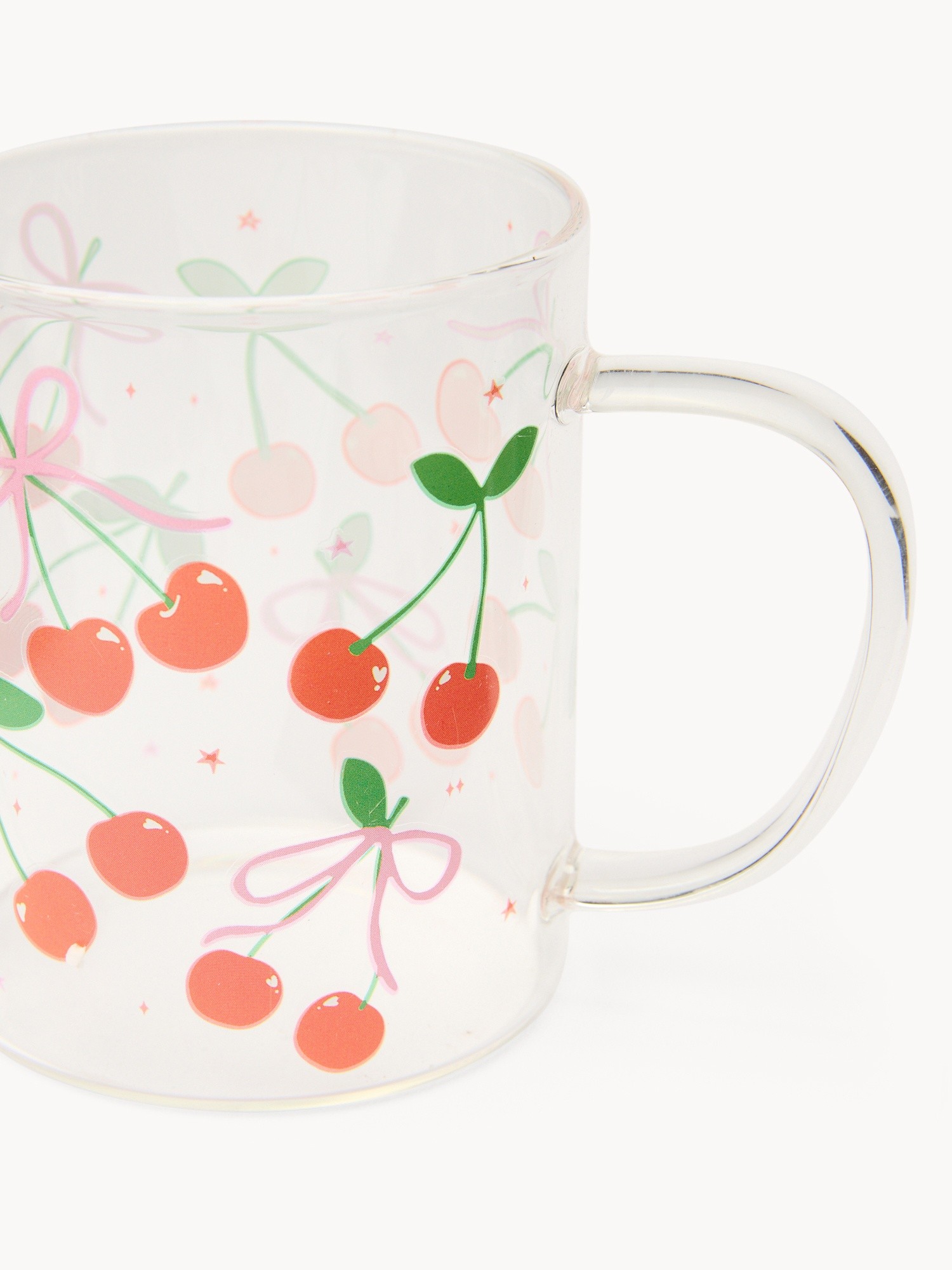 Mug in vetro motivo ciliegie - Prezzo di lancio, Trasparente, large image number 1