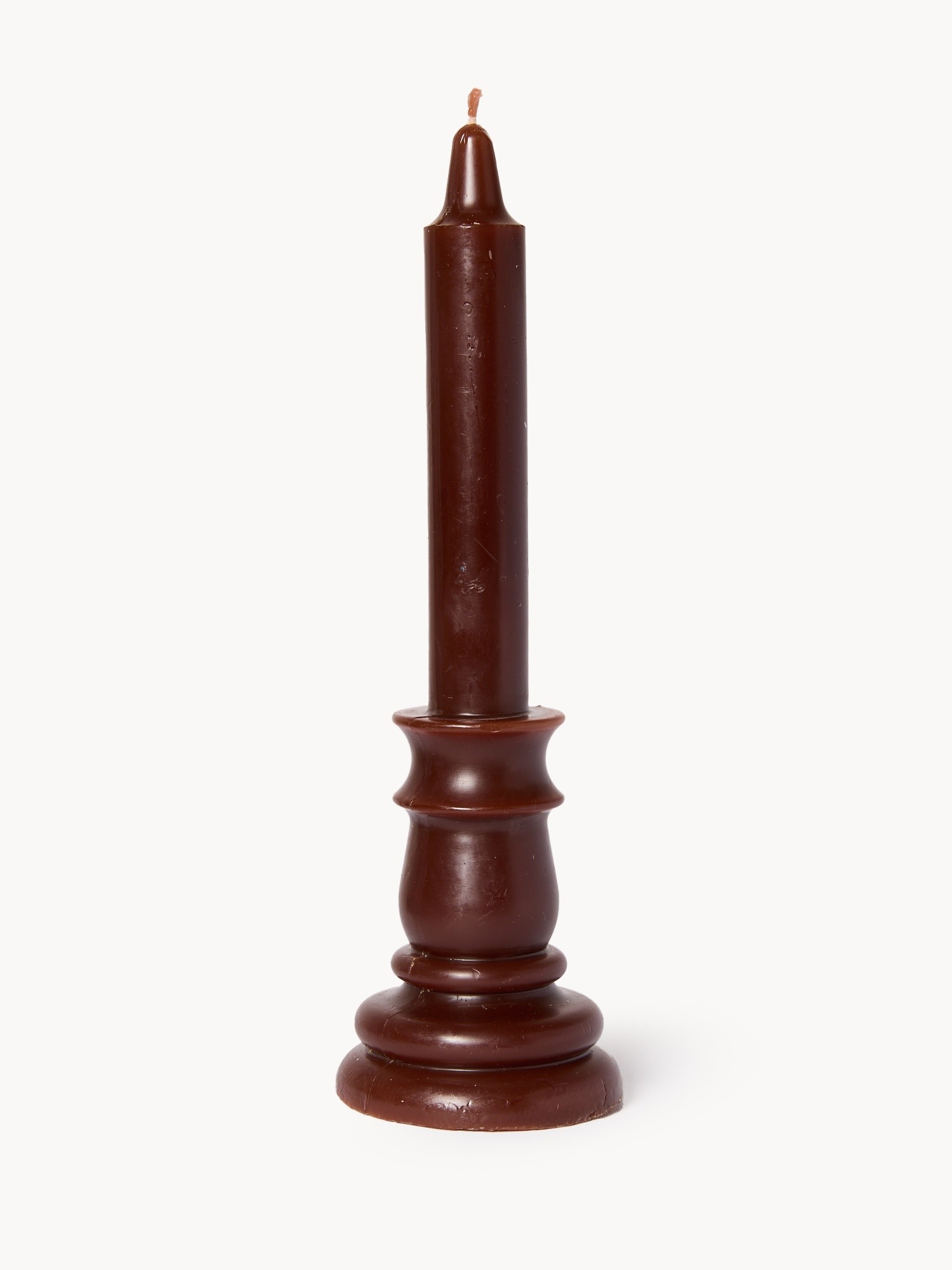 Candle with wax candle holder, Brown, large image number 0