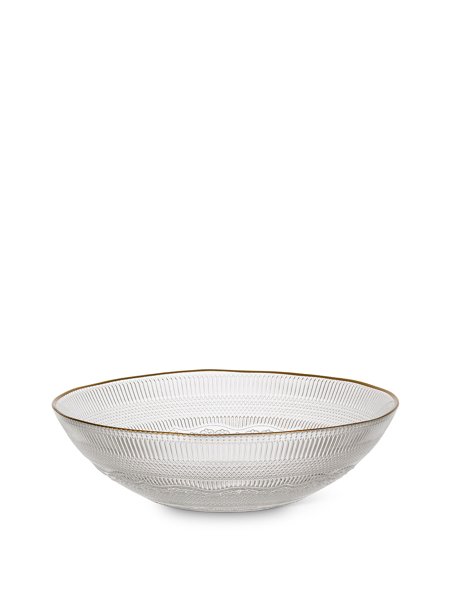 Gold edge glass salad bowl, Transparent, large image number 0