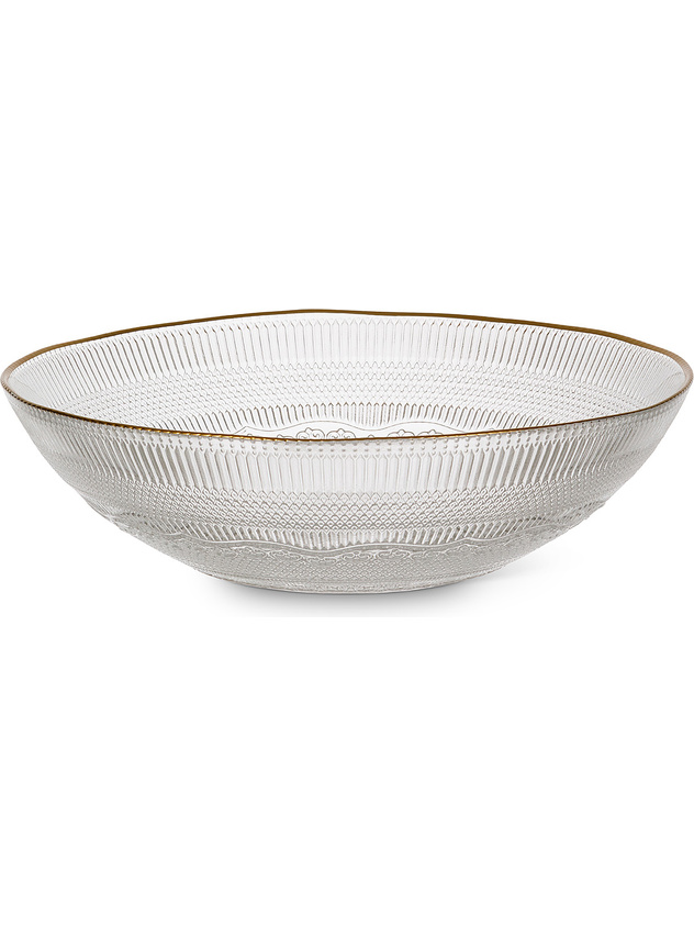 Gold edge glass salad bowl