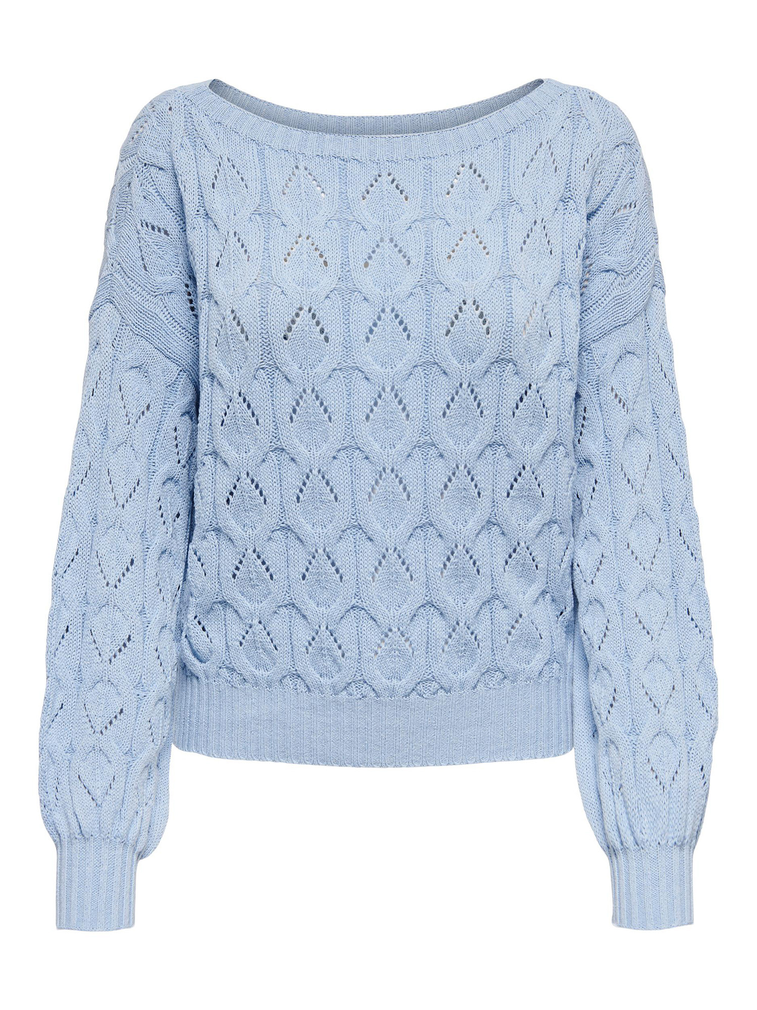 Only - Boat neck pullover with pointelle detail, Light Blue, large image number 0