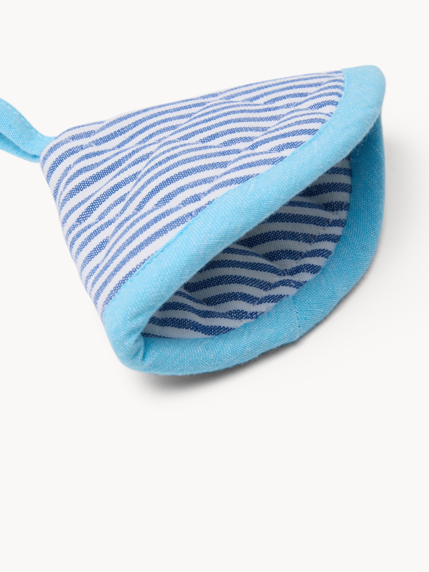 Set of 2 striped cotton pot holders - Introductory price, Blue Cornflower, large image number 1