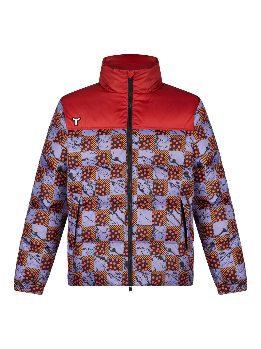 Yes I Am - Reversible down jacket with red and blue cubes, Red, large image number 0