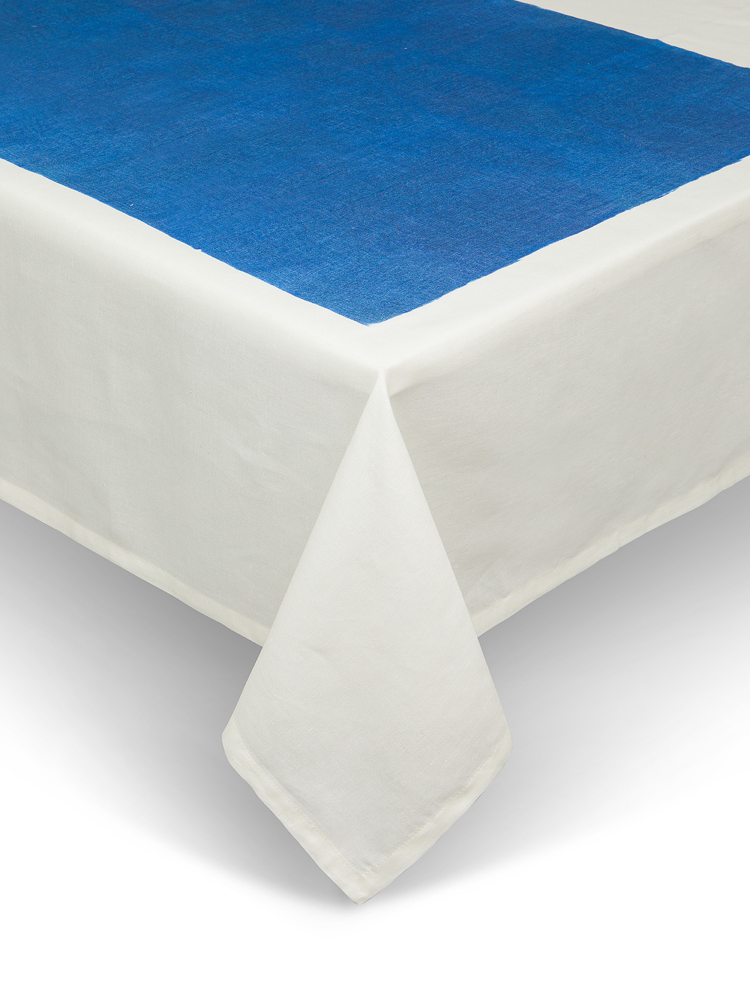 Two-tone linen and cotton tablecloth, Blue, large image number 0