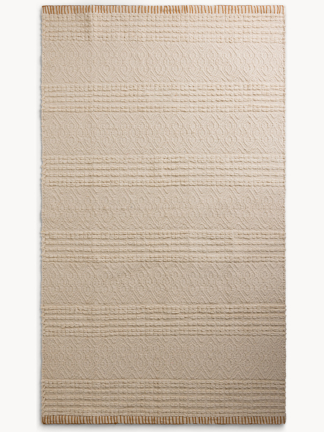 Rectangular chenille rug with geometric pattern