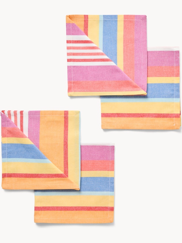 Set of 4 Striped Yarn-Dyed Cotton Napkins