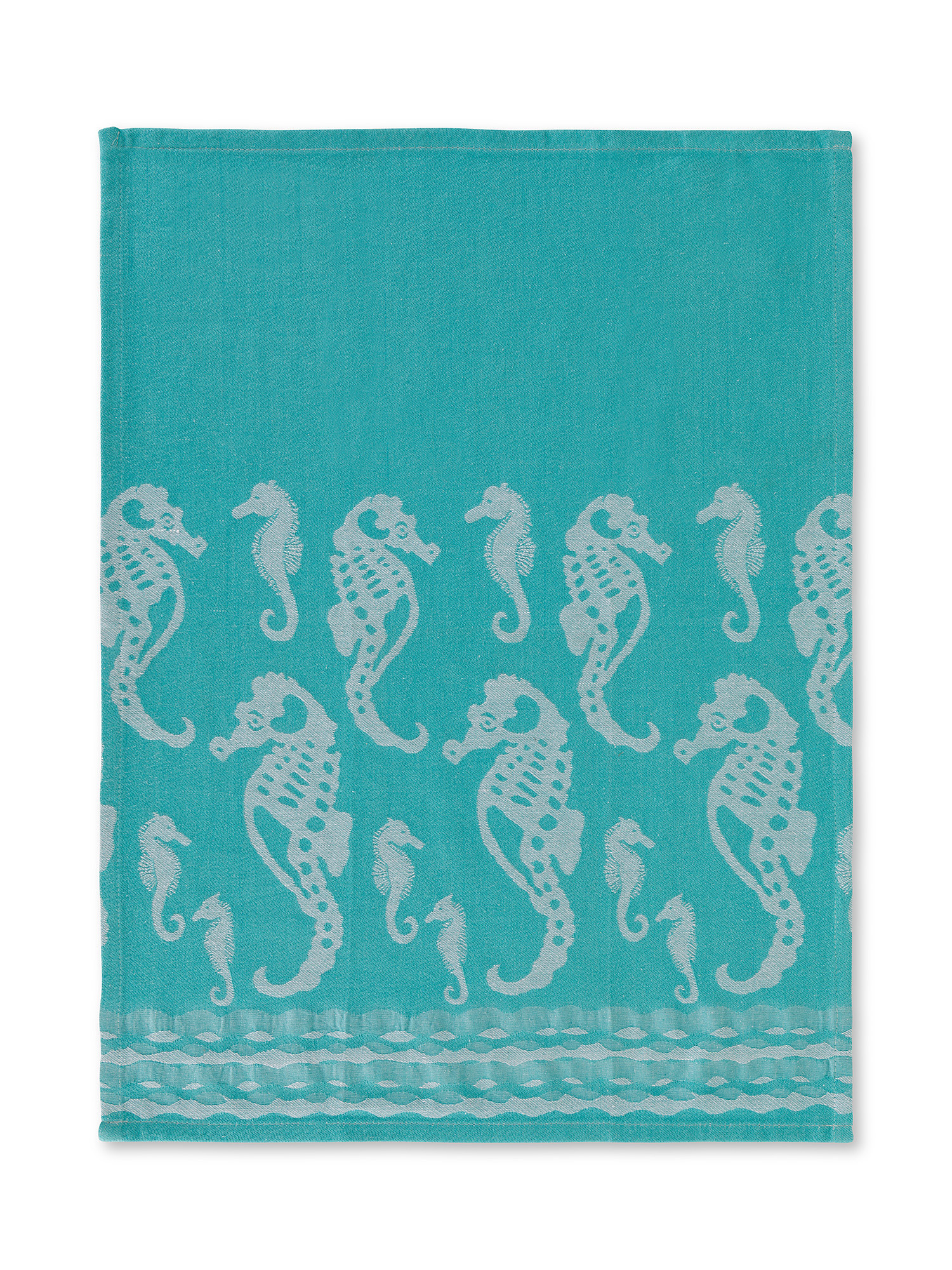 Set of 3 jacquard cotton tea towels with marine motif, Light Blue, large image number 1