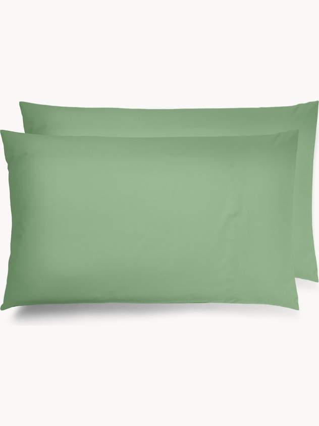 Set of 2 solid-color cotton percale pillowcases