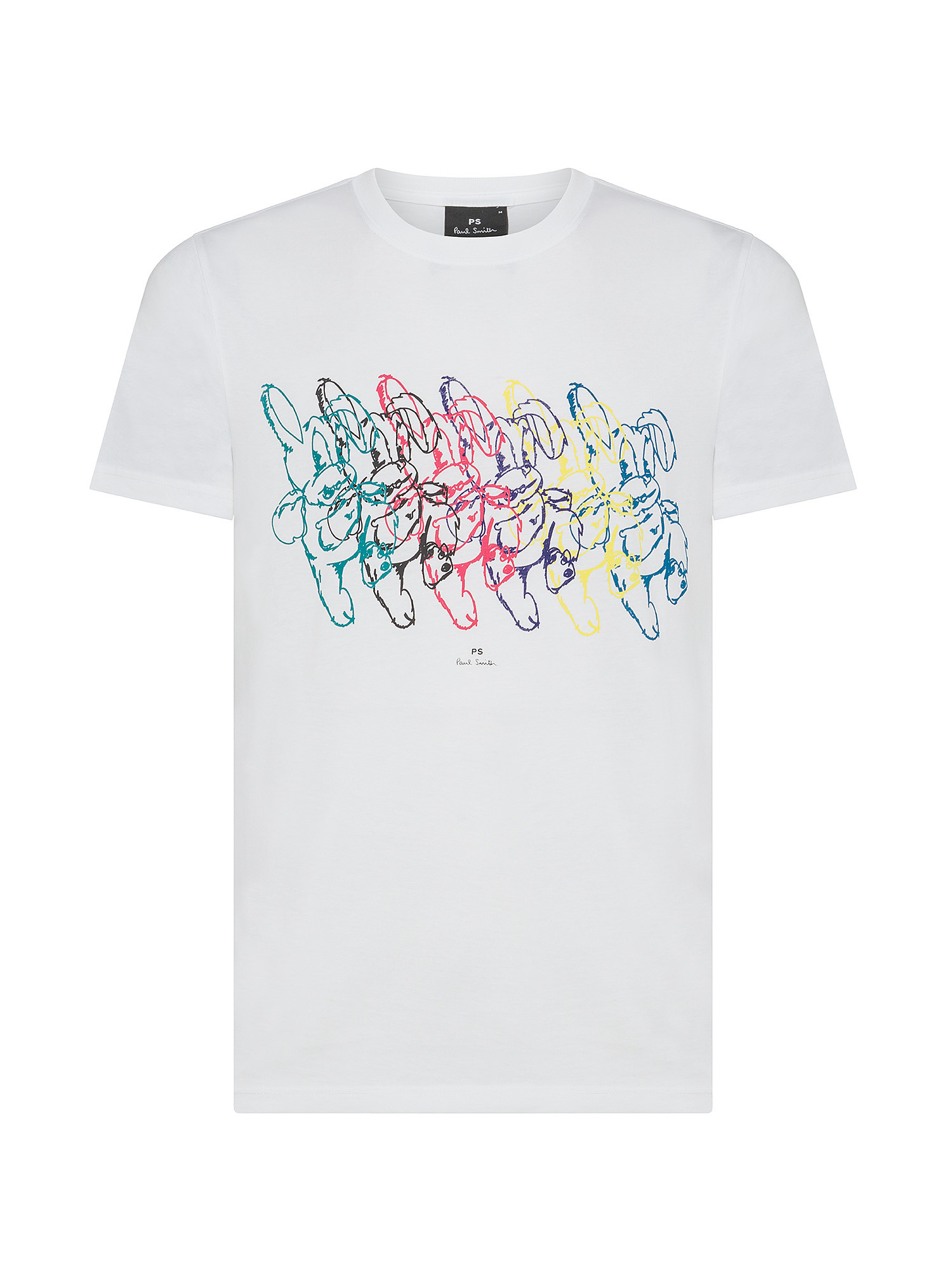 Paul Smith - Slim fit cotton T-shirt with rabbit print, White, large image number 0