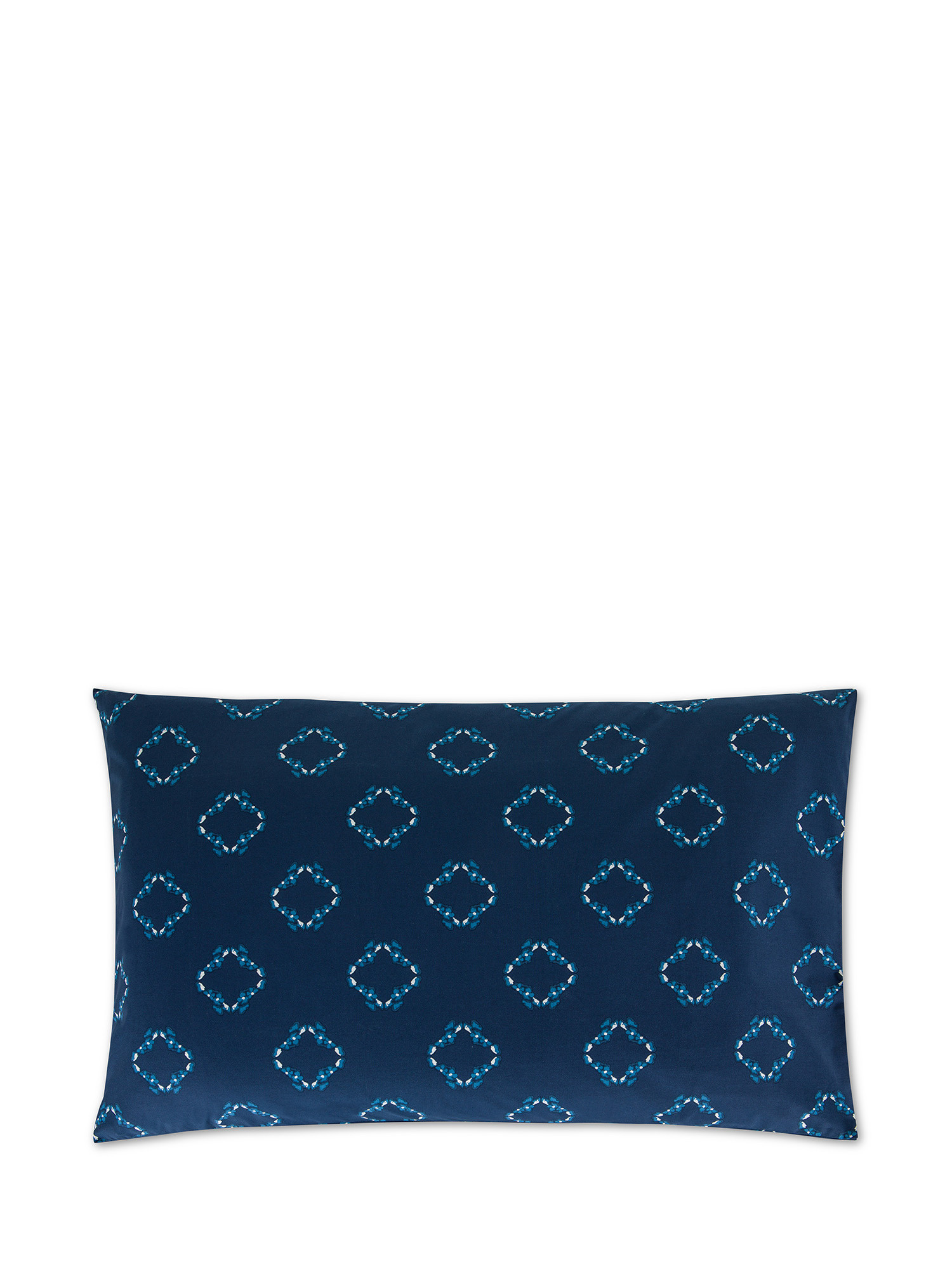 Printed cotton percale pillowcase, Blue, large image number 0