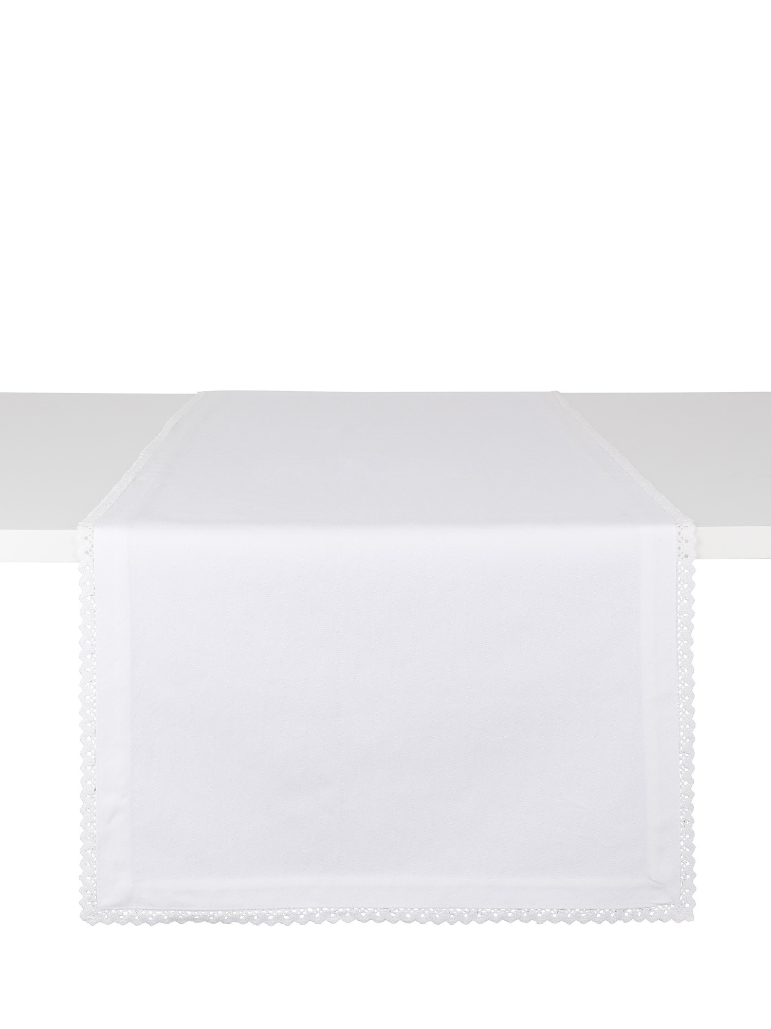 Cotton twill table runner with embroidery, White, large image number 0