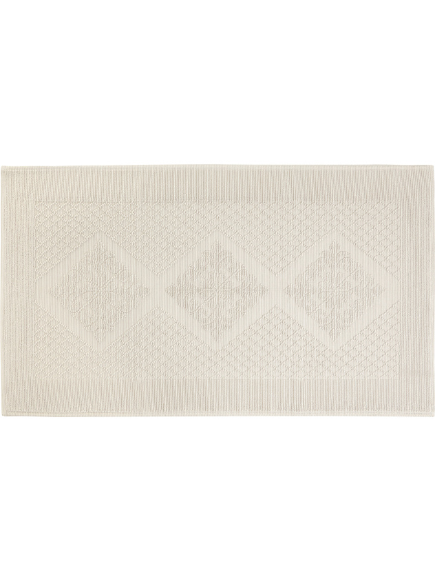 Short pile jacquard bath mat