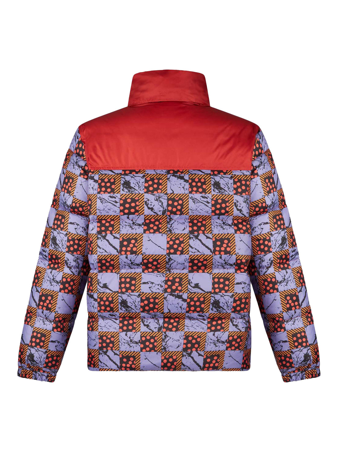 Yes I Am - Reversible down jacket with red and blue cubes, Red, large image number 3