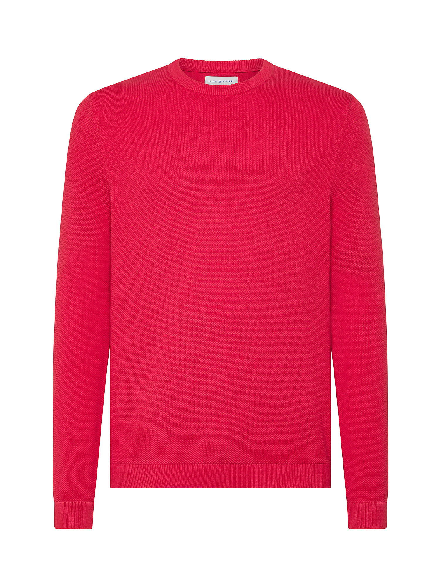 Luca D'Altieri - Crew neck sweater in pure cotton, Red, large image number 0