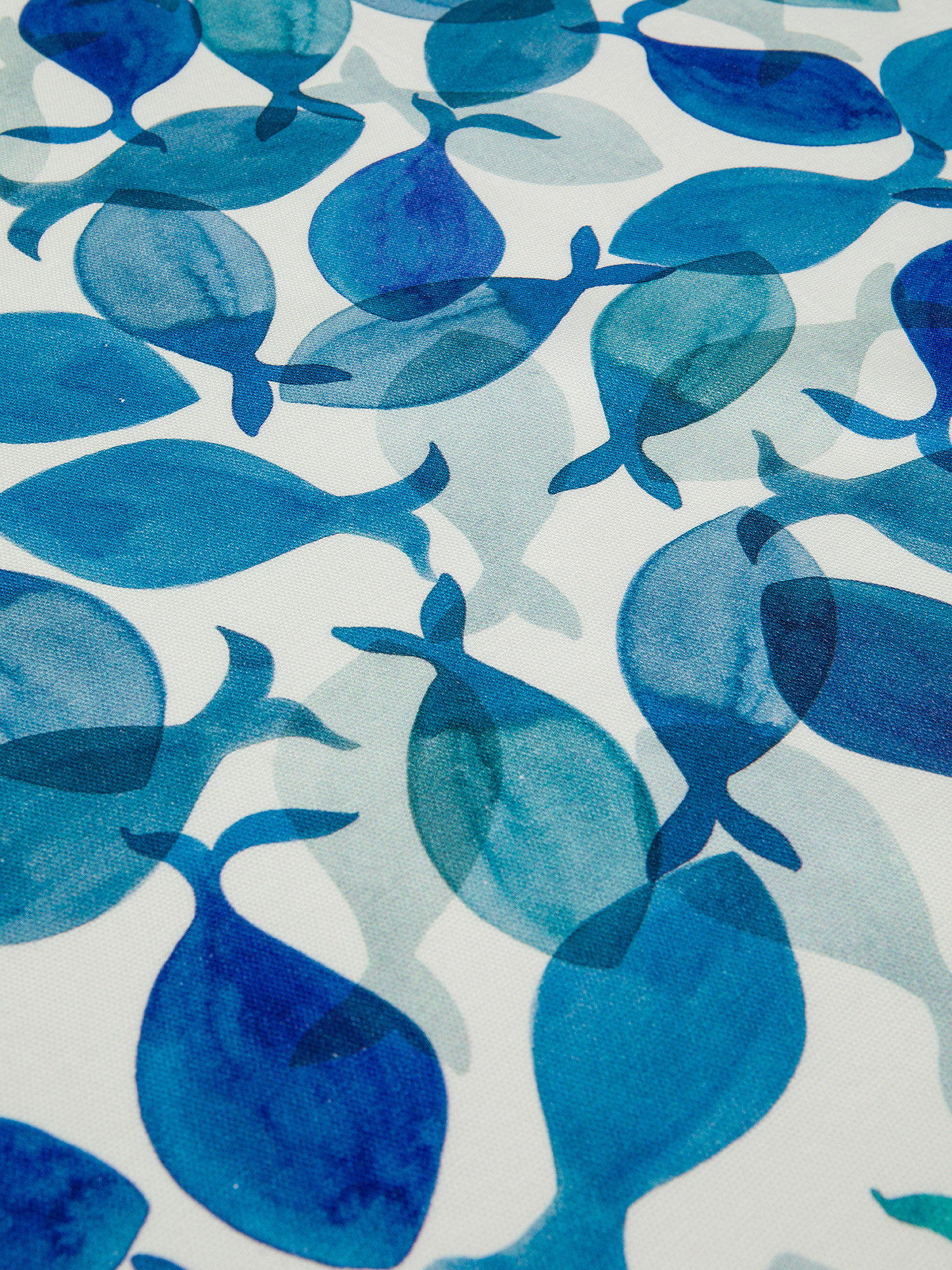 Tovaglia puro cotone stampa pesci, Blu, large image number 1