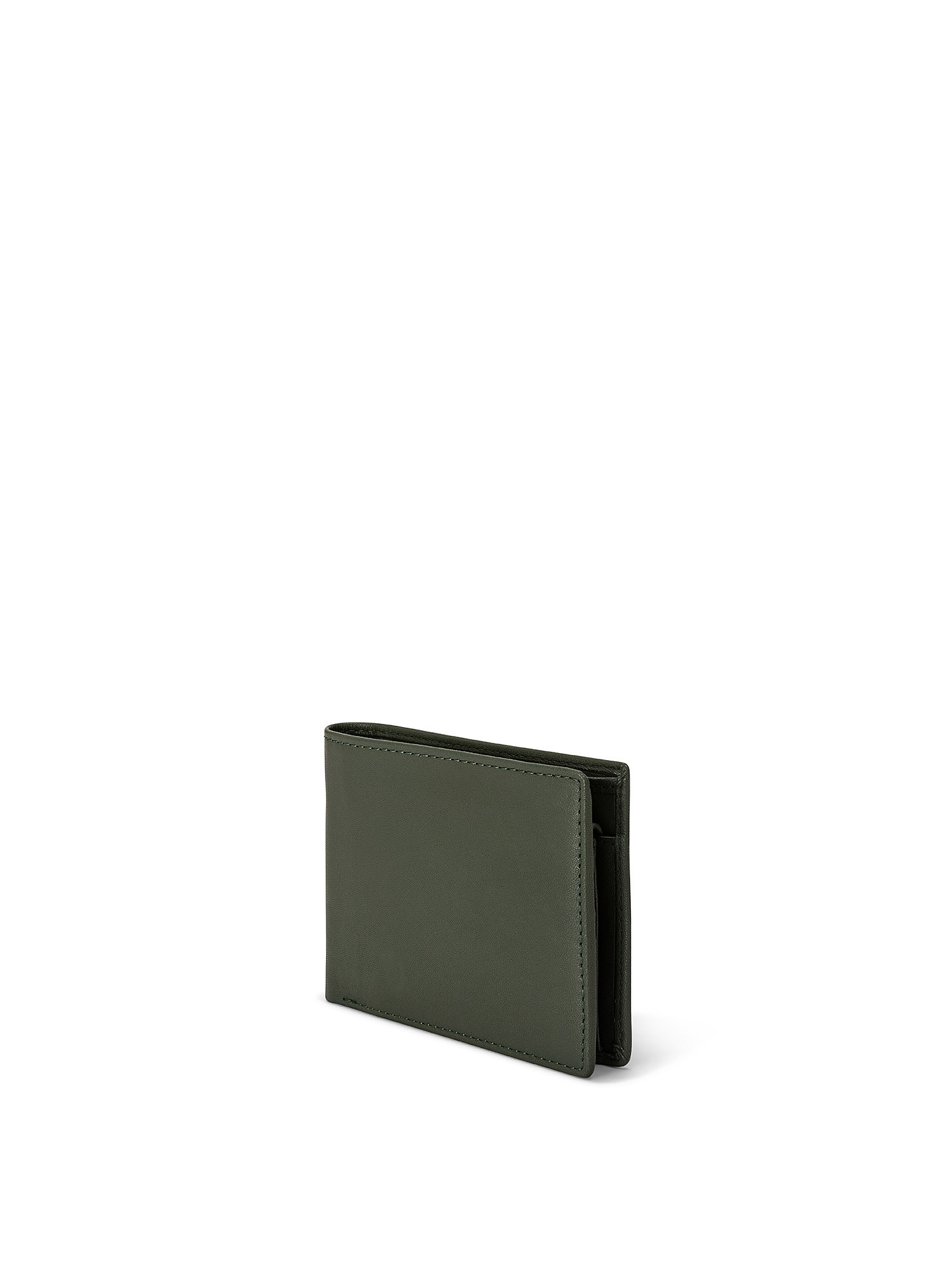 Solid color genuine leather wallet, Dark Green, large image number 1