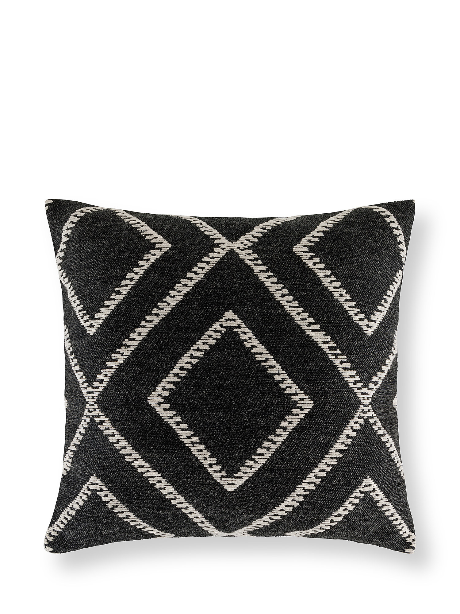 Jacquard cushion with geometric motif 50x50cm, Black, large image number 0
