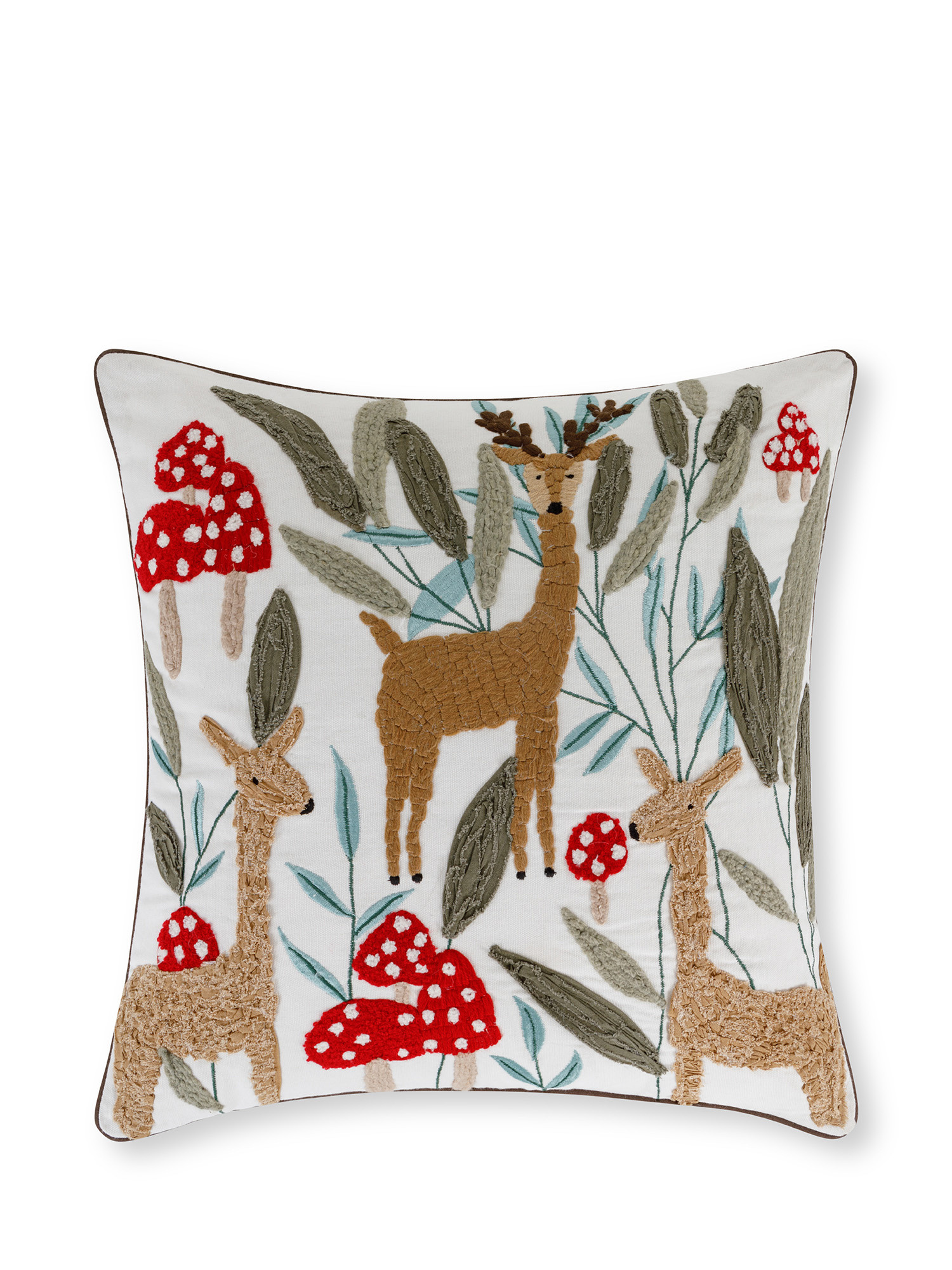 Deer embroidered cushion 45x45 cm, Multicolor, large image number 0