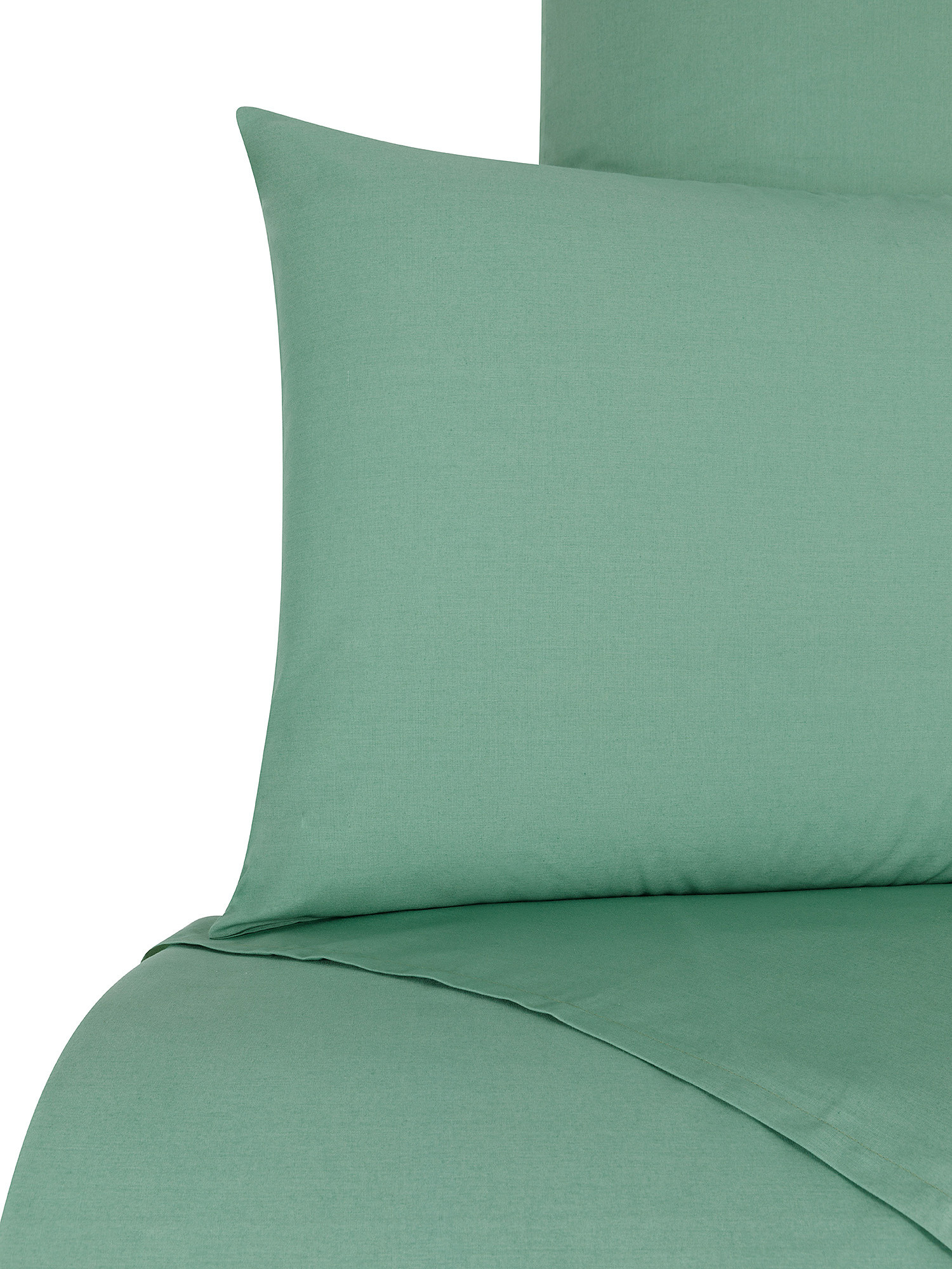 Solid color cotton percale sheet set, Green, large image number 1