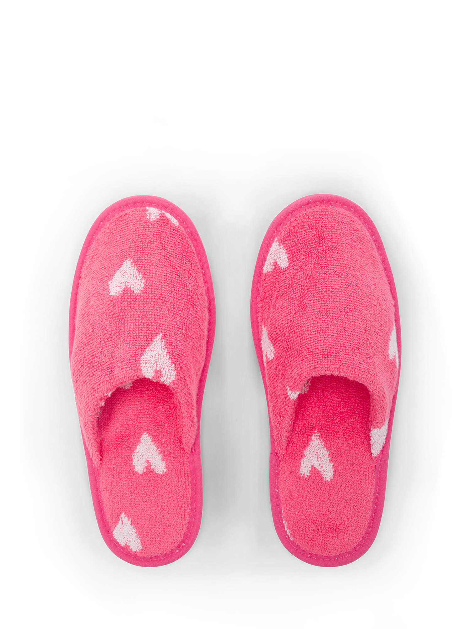 Cotton terry slippers with little hearts motif, Pink, large image number 0