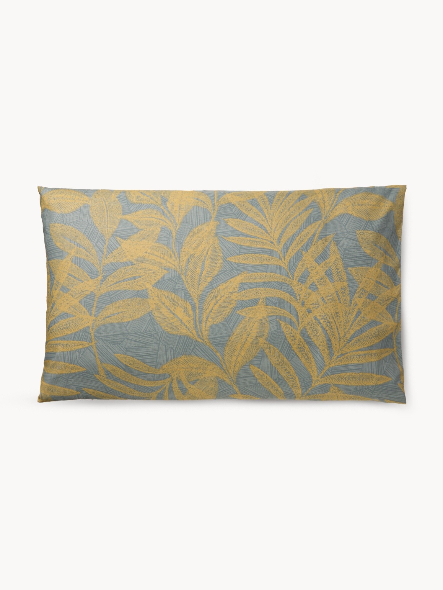 Leaf-patterned cotton percale pillowcase, Green, large image number 0