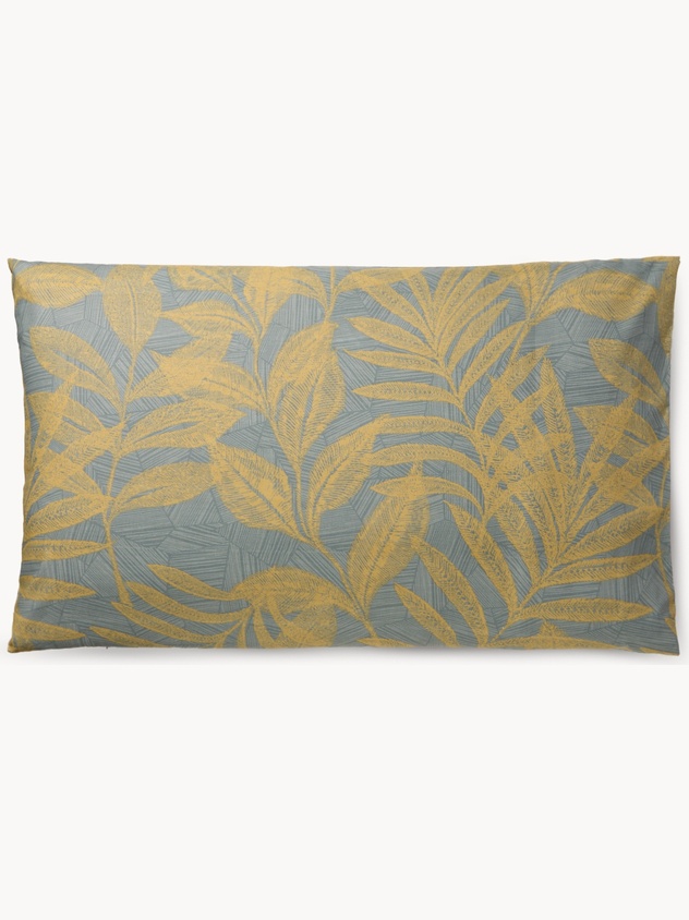 Leaf-patterned cotton percale pillowcase
