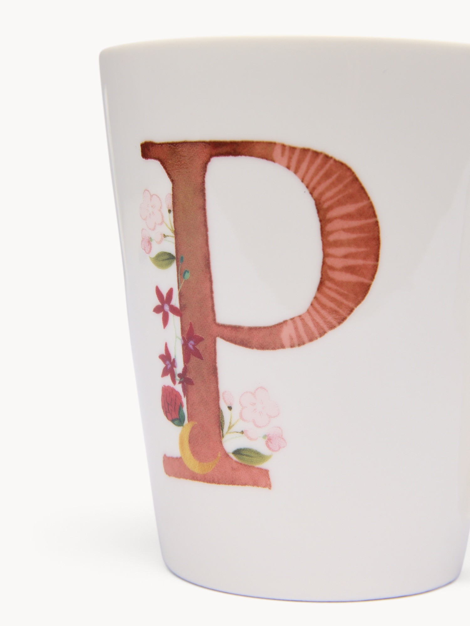 New bone china mug,letter P, White 1, large image number 0