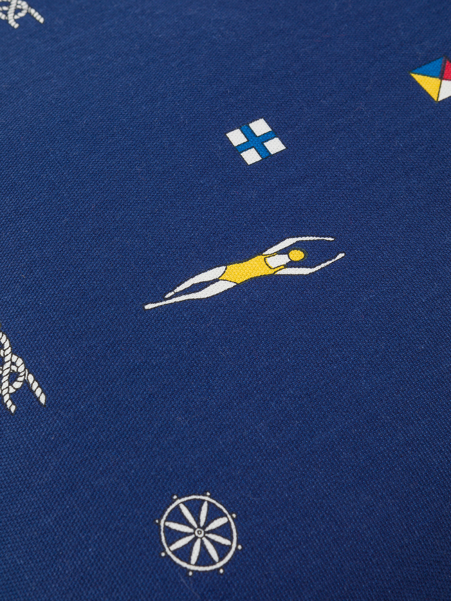 Cuscino cotone stampa bandiere nautiche 45x45cm, Blu, large image number 2
